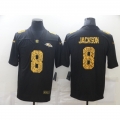 Men's Baltimore Ravens #8 Lamar Jackson 2020 Black Leopard Print Fashion Limited Stitched Jersey