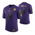 Men's Baltimore Ravens #9 Justin Tucker Purple Golden Limited Stitched Jersey