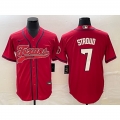 Men's Houston Texans #7 C.J. Stroud Red With Patch Cool Base Stitched Baseball Jersey