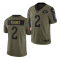 Men's Los Angeles Rams #2 Robert Woods 2021 Olive Salute To Service Limited Stitched Jersey