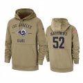 Men's Los Angeles Rams #52 Clay Matthews Tan 2019 Salute to Service Sideline Therma Pullover Hoodie