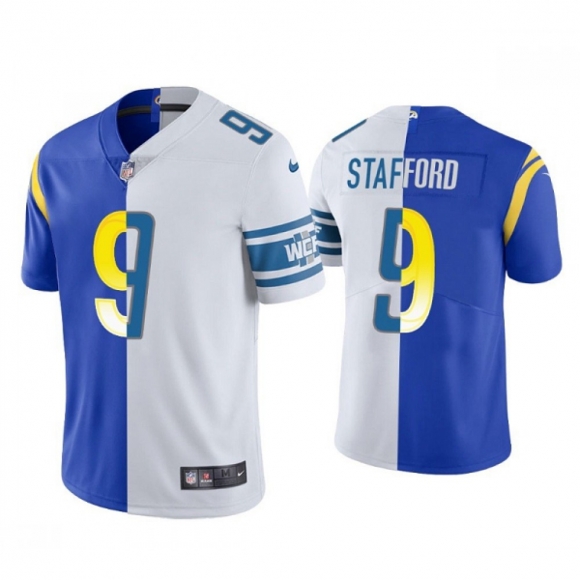 Men's Los Angeles Rams #9 Matthew Stafford Royal White Split Stitched Football Jersey