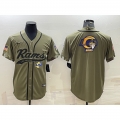 Men's Los Angeles Rams Olive Salute to Service Team Big Logo Cool Base Stitched Baseball Jersey
