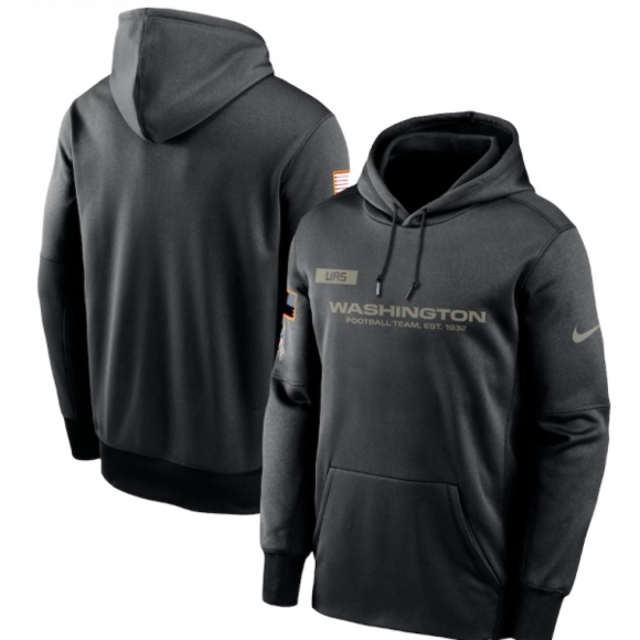 Men's Washington Football Team 2020 Black Salute to Service Sideline Performance Pullover Hoodie
