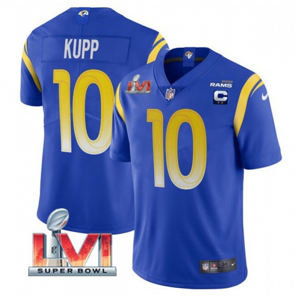 Women's Los Angeles Rams #10 Cooper Kupp Royal 2022 With C Patch Super Bowl LVI Vapor Limited Stitched Jersey(Run Small)