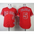 Angels of Anaheim #5 Albert Pujols Red Cool Base Stitched MLB Jersey