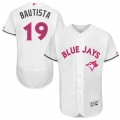 Blue Jays #19 Jose Bautista White Flexbase Authentic Collection 2016 Mother's Day Stitched MLB Jersey