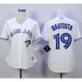 Blue Jays #19 Jose Bautista White Women's Fashion Stitched MLB Jersey