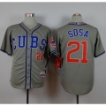Cubs #21 Sammy Sosa Grey Alternate Road Cool Base Stitched MLB Jersey