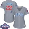 Cubs #22 Jason Heyward Grey Road 2016 World Series Champions Women's Stitched MLB Jersey