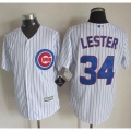 Cubs #34 Jon Lester White Strip New Cool Base Stitched MLB Jersey