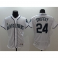 Mariners #24 Ken Griffey White Flexbase Authentic Collection Stitched MLB Jersey