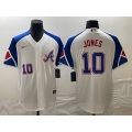 Men's Atlanta Braves #10 Chipper Jones White 2023 City Connect Cool Base With Patch Stitched Baseball Jersey