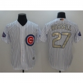 Men's Chicago Cubs #27 Addison Russell White 2017 Gold Program Cool Base Stitched MLB Jersey