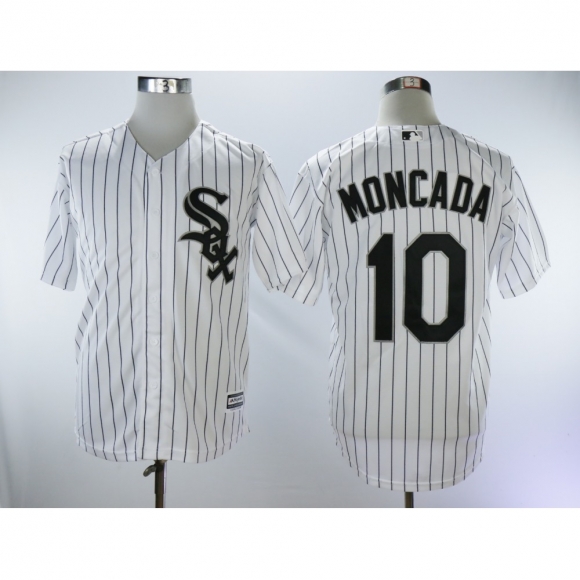 Men's Chicago White Sox #10 Yoan Moncada White Cool Base Stitched MLB Jersey