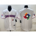 Men's Dominican Republic Baseball 2023 White World Baseball Big Logo Classic Stitched Jersey