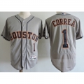 Men's Houston Astros #1 Carlos Correa Gray Elite Stitched MLB Jersey