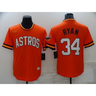 Men's Houston Astros #34 Nolan Ryan Orange Cool Base Stitched Jersey