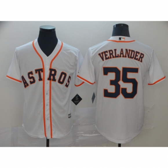 Men's Houston Astros #35 Justin Verlander White Cool Base Stitched MLB Jersey