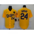 Men's Los Angeles Dodgers #24 Kobe Bryant Yellow 2020 KB Patch Cool Base Stitched Jersey