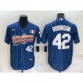 Men's Los Angeles Dodgers #42 Jackie Robinson Navy Mexico Rainbow Cool Base Stitched Baseball Jersey