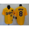 Men's Los Angeles Dodgers #8 Kobe Bryant Yellow 2020 KB Patch Cool Base Stitched Jersey