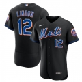 Men's New York Mets #12 Francisco Lindor Black Flex Base Stitched Jersey