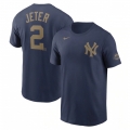 Men's New York Yankees #2 Derek Jeter Navy T-shirt
