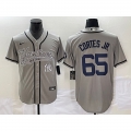 Men's New York Yankees #65 Nestor Cortes Jr. Gray With Patch Cool Base Stitched Baseball Jersey