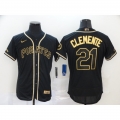 Men's Pittsburgh Pirates #21 Roberto Clemente Black Golden Flex Base Stitched MLB Jersey