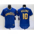 Men's Seattle Mariners #10 Jarred Kelenic Royal 2023 City Connect Flex Base Stitched Jersey