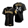 Men's Seattle Mariners #24 Ken Griffey Jr. Black Golden Flex Base Stitched Baseball Jersey