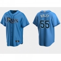 Men's Tampa Bay Rays #55 Luke Raley Light Blue Cool Base Stitched Baseball Jersey