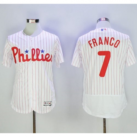 Phillies #7 Maikel Franco White(Red Strip) Flexbase Authentic Collection Stitched MLB Jersey