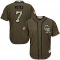 Rockies #7 Jose Reyes Green Salute to Service Stitched MLB Jersey
