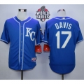 Royals #17 Wade Davis Blue Alternate 2 Cool Base W/2015 World Series Patch Stitched MLB Jersey