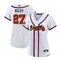 Women's Atlanta Braves #27 Austin Riley 2022 White/Gold World Series Champions Program Stitched Jersey(Run Small)