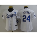 Women's Los Angeles Dodgers Front #8 Back #24 Kobe Bryant White Gold Championship Cool Base Stitched Jersey(Run Small)