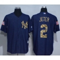 Yankees #2 Derek Jeter Denim Blue Salute to Service Stitched MLB Jersey