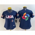 Youth USA Baseball 2023 Navy Big Logo With Patch World Baseball Classic Stitched Jersey
