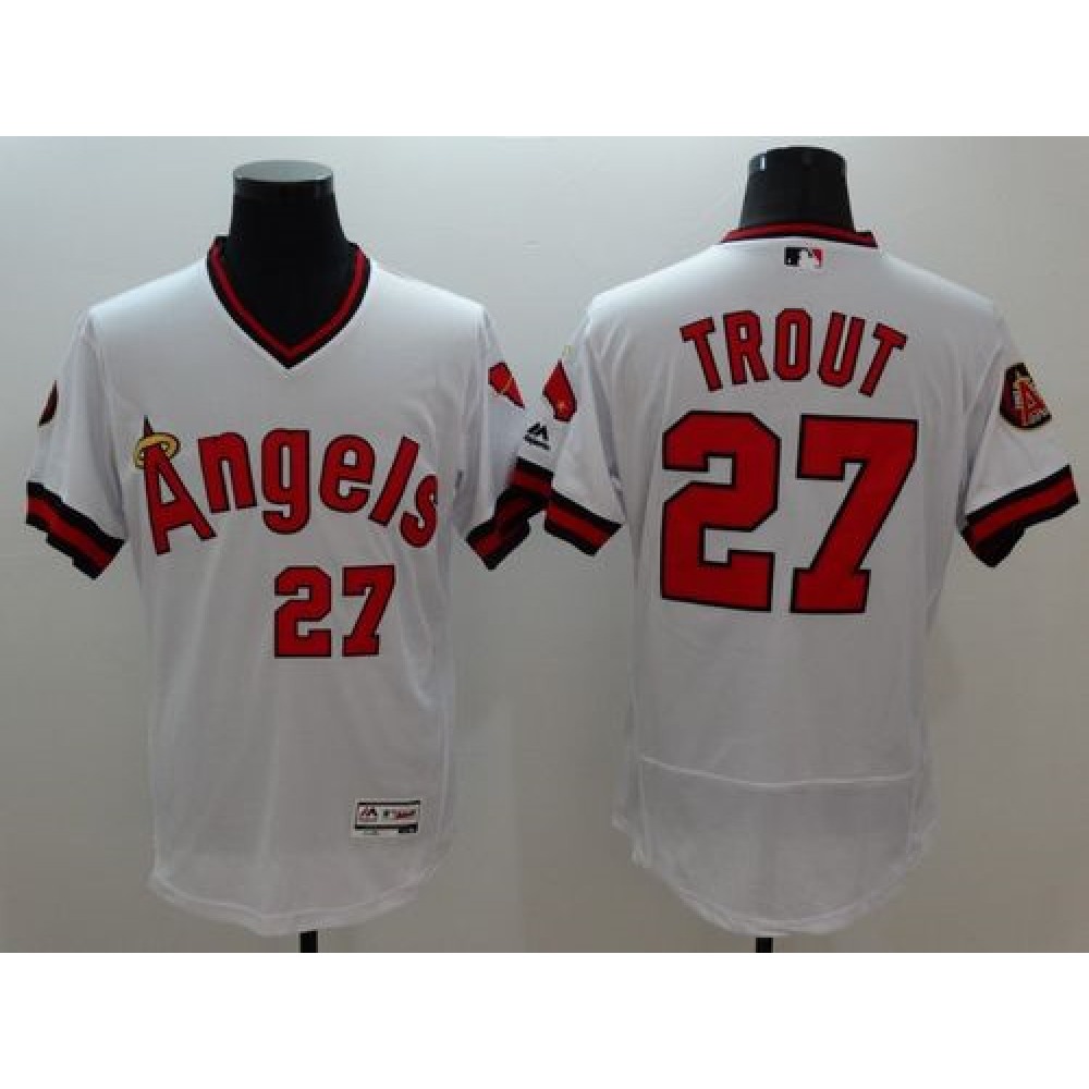Angels of Anaheim #27 Mike Trout White Flexbase Authentic Collection Cooperstown Stitched MLB Jersey