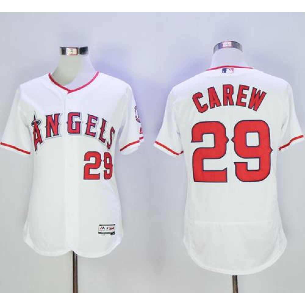 Angels of Anaheim #29 Rod Carew White Flexbase Authentic Collection Stitched MLB Jersey