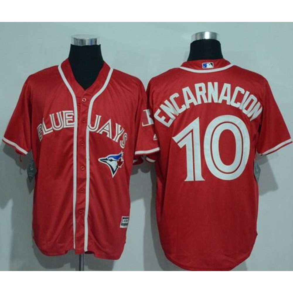 Blue Jays #10 Edwin Encarnacion Red New Cool Base Canada Day Stitched MLB Jersey