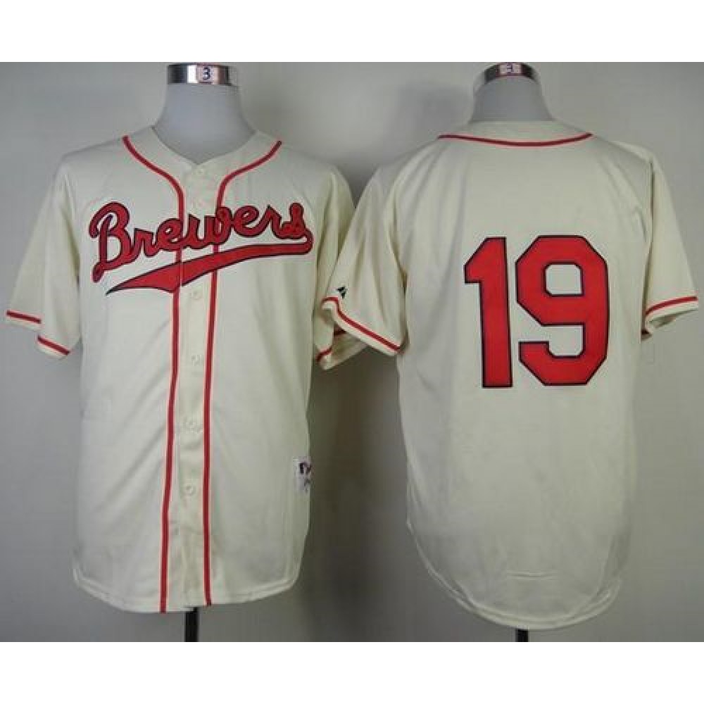 Brewers #19 Robin Yount Cream 1948 Turn Back The Clock Stitched MLB Jersey