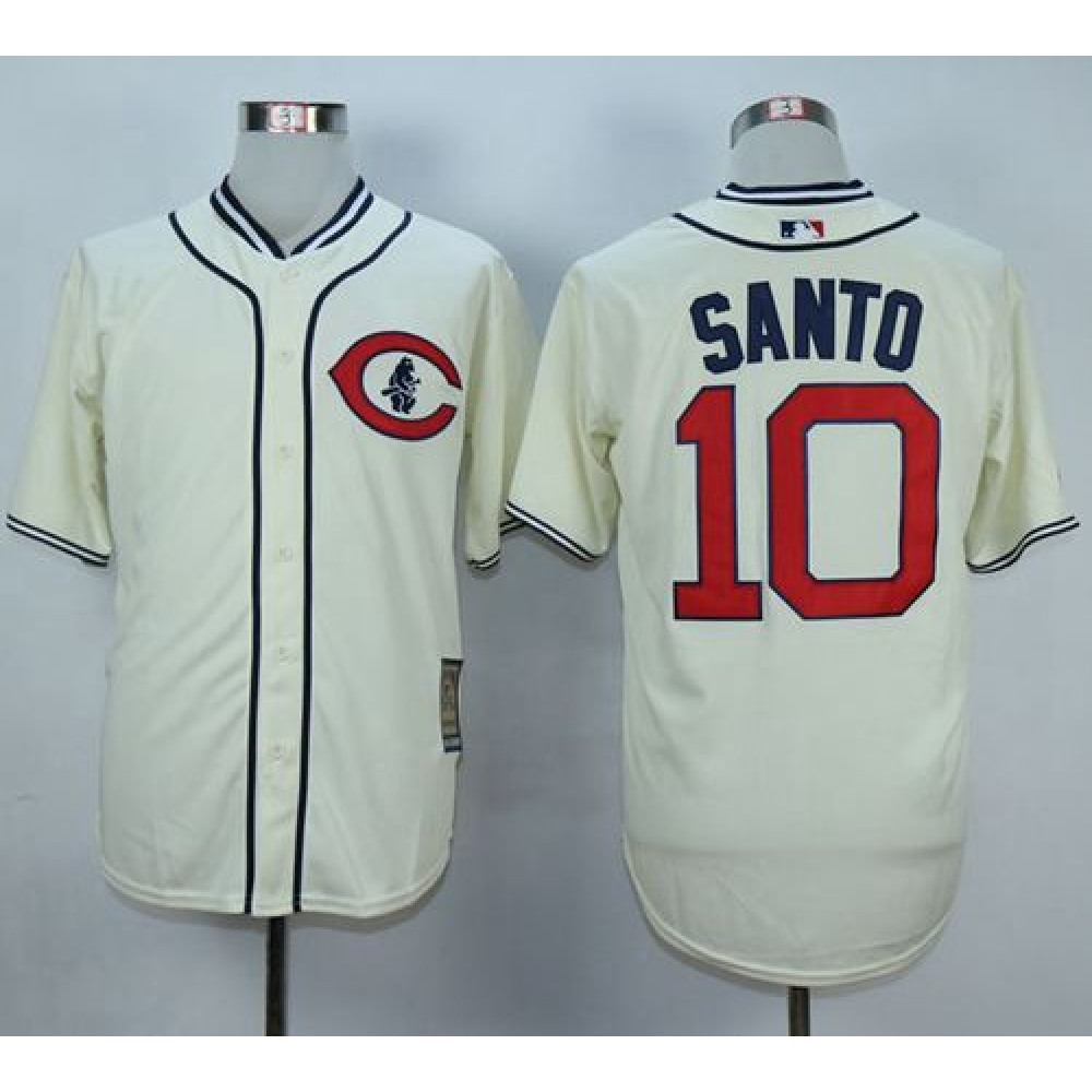 Cubs #10 Ron Santo Cream 1929 Turn Back The Clock Stitched MLB Jersey