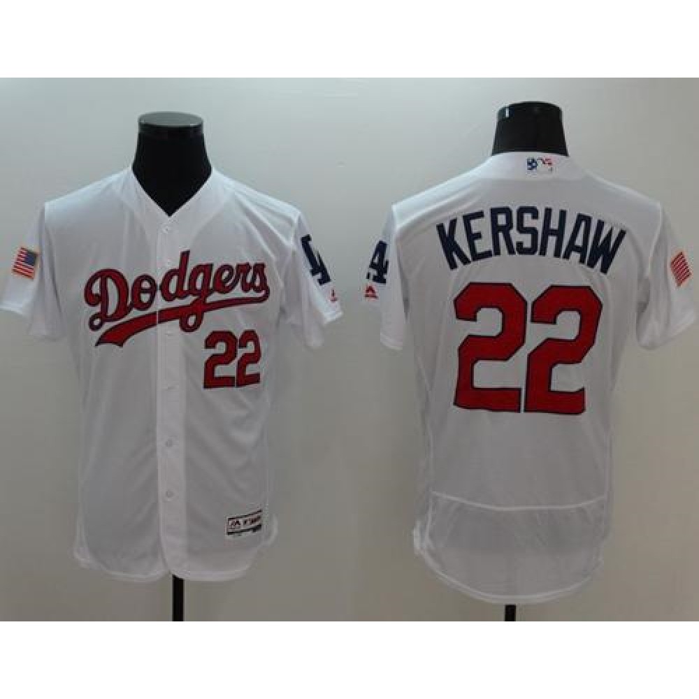 Dodgers #22 Clayton Kershaw White Fashion Stars & Stripes Flexbase Authentic Stitched MLB Jersey