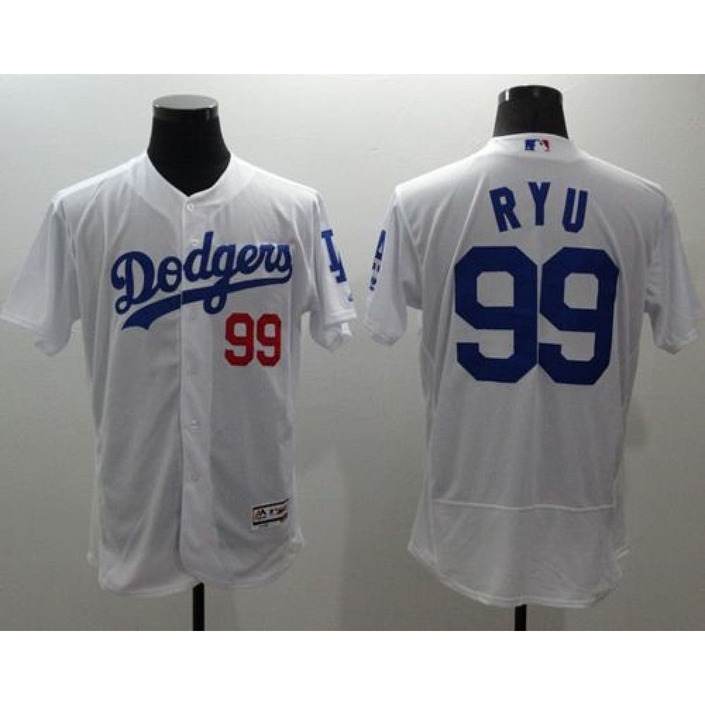 Dodgers #99 Hyun-Jin Ryu White Flexbase Authentic Collection Stitched MLB Jersey