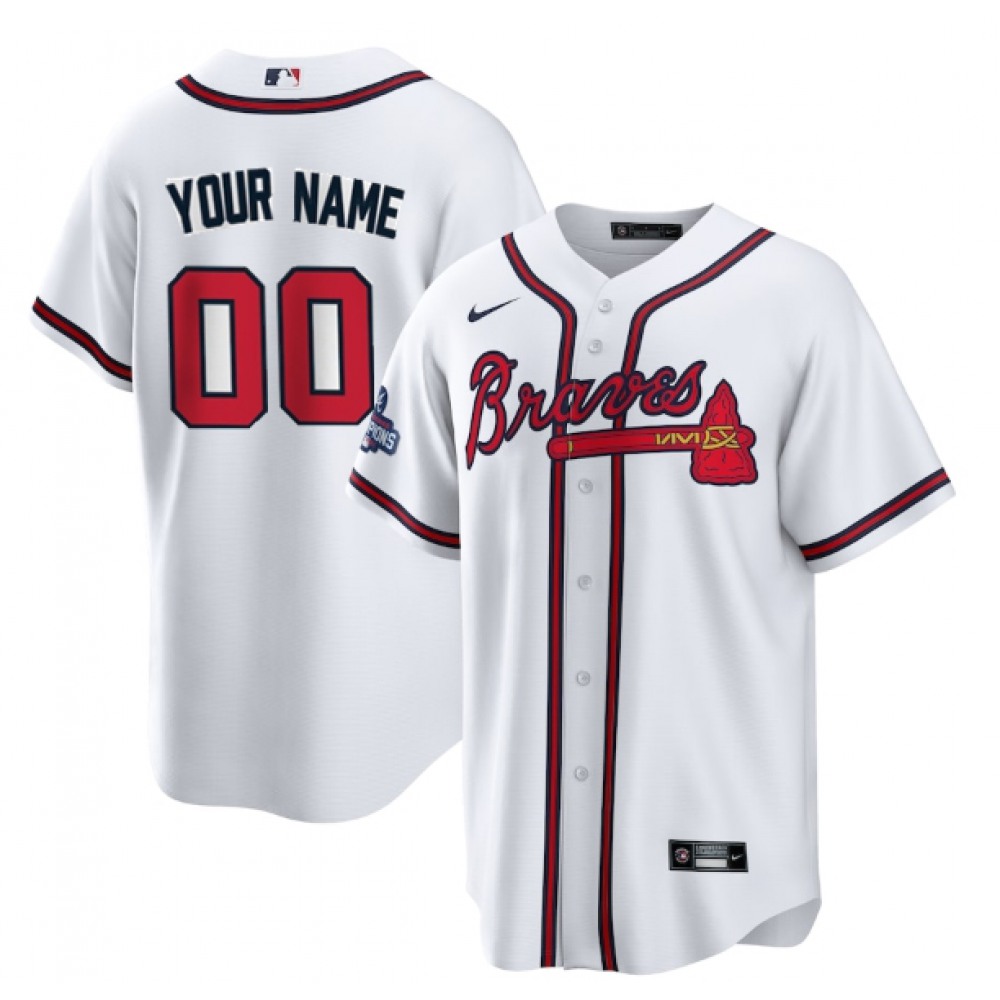 Men's Atlanta Braves ACTIVE Player Custom 2021 White World Series Champions Cool Base Stitched Jersey