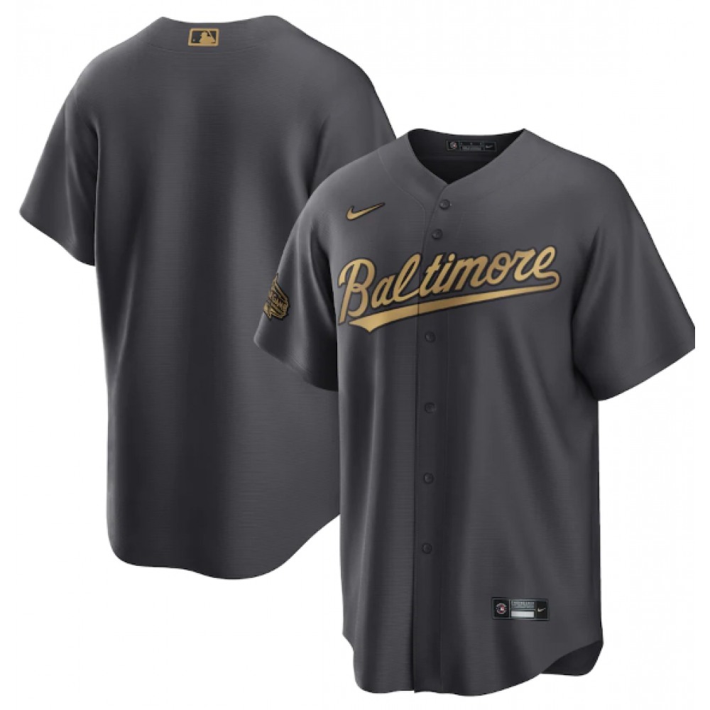 Men's Baltimore Orioles Blank 2022 All-Star Cool Base Charcoal Stitched Baseball Jersey
