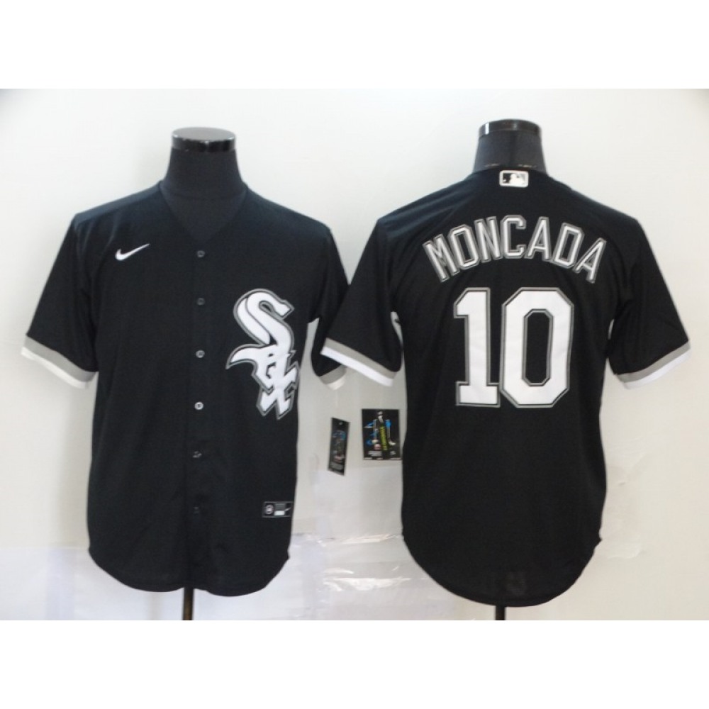 Men's Chicago White Sox #10 Yoan Moncada Black Cool Base Stitched MLB Jersey